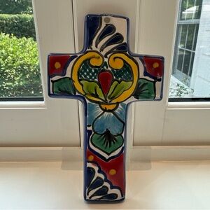 Talavera  Cross Wall Art Mexico Ready to Hang 6.5” x 4 “ Religious Decor